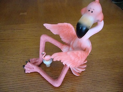 Funky Pink Flamingo Wine Bottle Holder & Bottle Stopper New