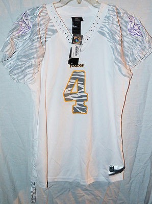   Vikings Favre Womens S Tiger Stripe Rhinestone Football Jersey