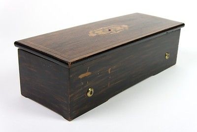 Beautiful 1890 Antique 18 Swiss Music Box w/Inlaid wooden Case Rare