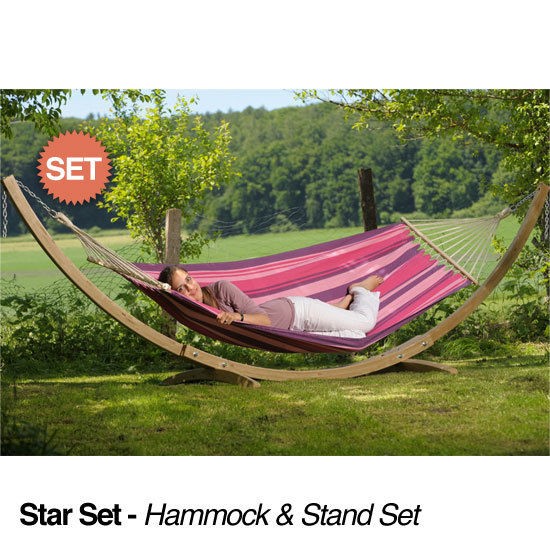 elltex weatherproof garden hammock and wooden stand set  