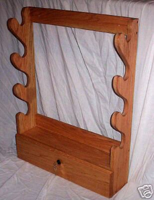 Handmade Solid Oak 4 gun / Gun Rack with Locking Storage NEW