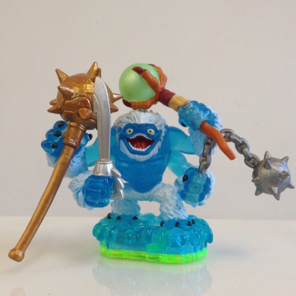 Skylander Custom Slam Bam W/ Skylanders Weapons & Crystal Clear 