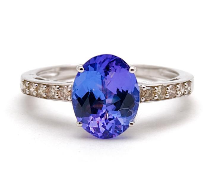 25ct Tanzanite Diamond 18K White Gold Ring GIE14