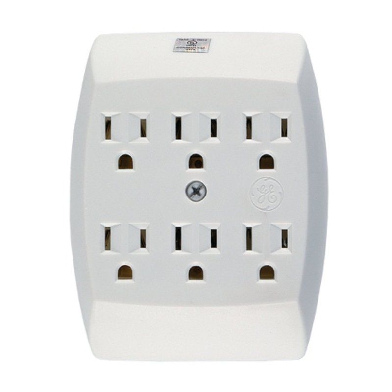 Globe 6 Grounded Outlet in Wall Adapter White