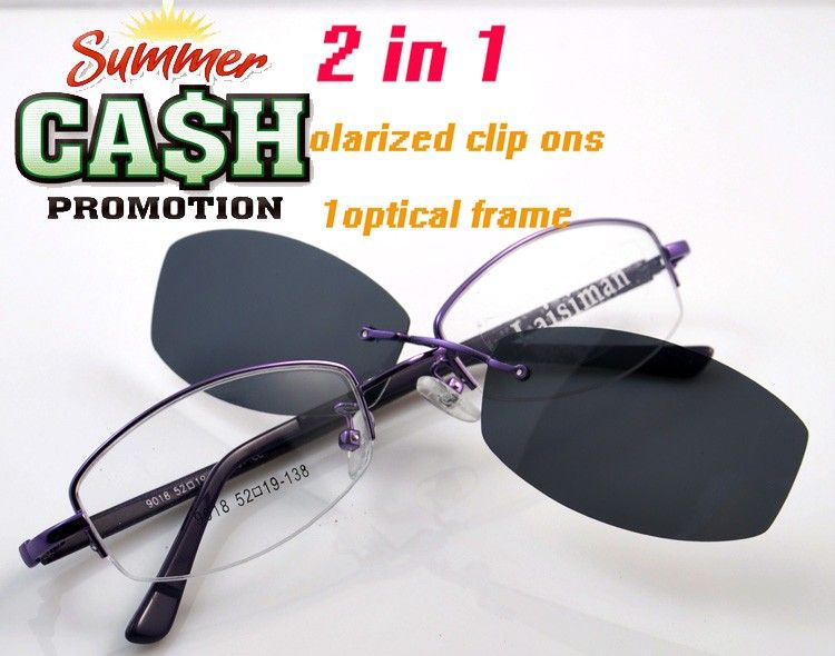 9018POLARIZED Clip on Sunglasses with Eyeglasses Frames