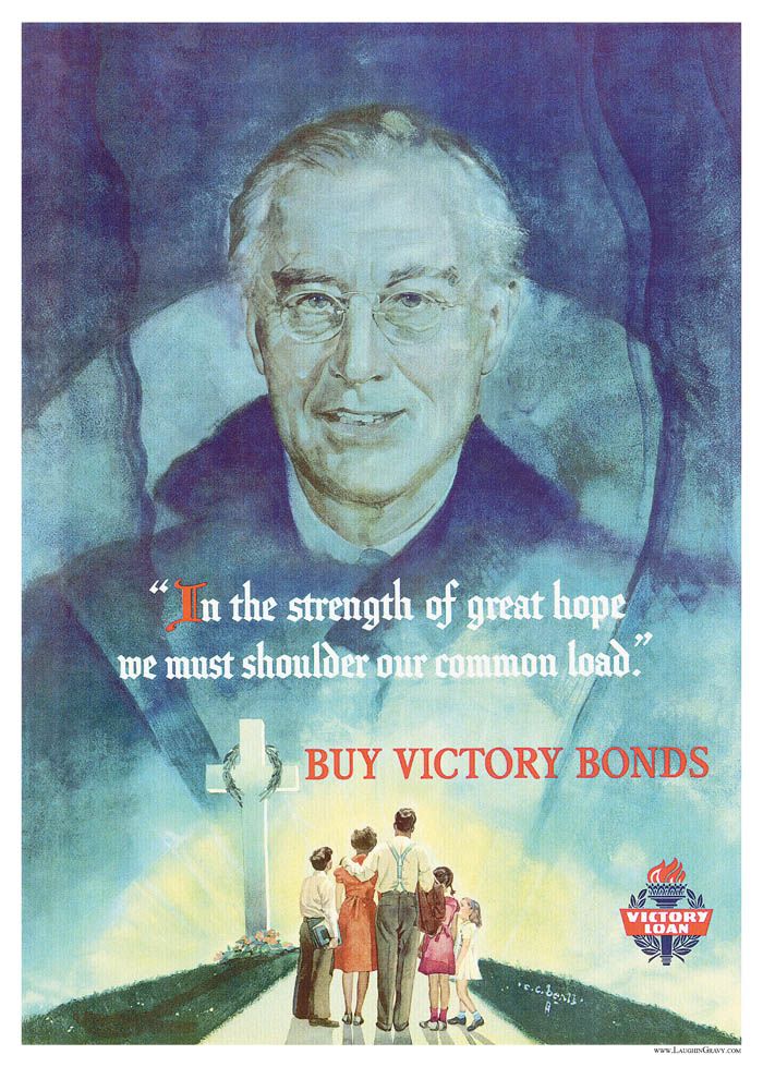 WWII World War FDR Roosevelt Death Victory Loan Poster