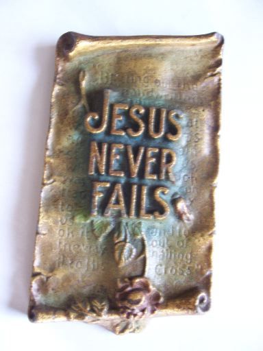 Vintage Antique A E Mitchell Art Co 1928 Jesus Never Fails Rose Metal 