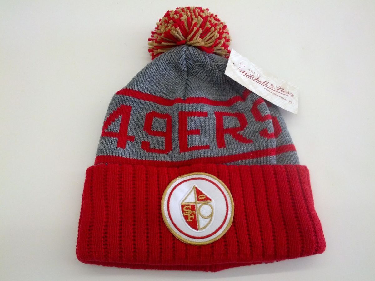 OFFICIAL MITCHELL AND NESS NFL SAN FRANCISCO 49ERS POM BEANIE