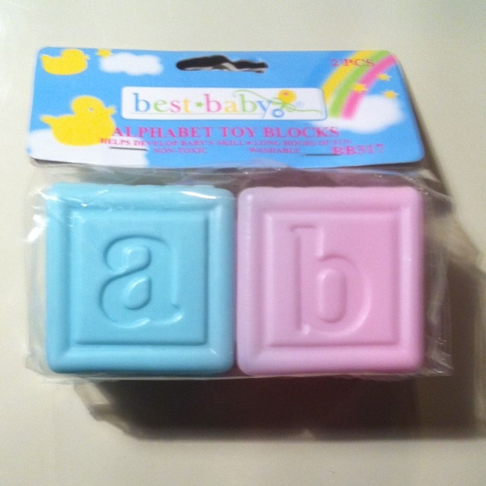 Best Baby Alphabet Toy Blocks 2 Pcs Green Pink Plastic 2 Non Toxic 