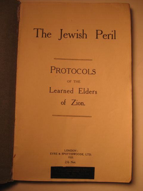 1920 Protocols of The Learned Elders of Zion 1st Ed