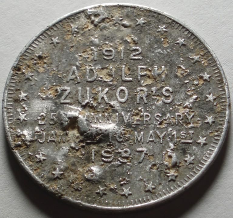 Reverse 1912 • ADOLPH • ZUKORS • 25 th ANNIVERSARY • JAN 3 