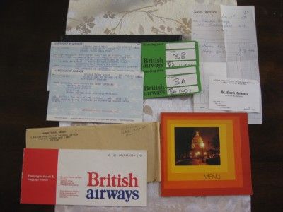   Airways Aer Lingus Airlines Paper Ticket JFK LHR Menu Boarding Passes