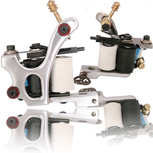 NEW PRO Air Craft Aluminum in Silver Plated Tattoo Machine Gun USA (TM 