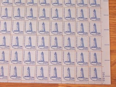 Scott 1605 Americana Issue Lighthouse Sheet 100 MNH FV $29 00 CV $ 