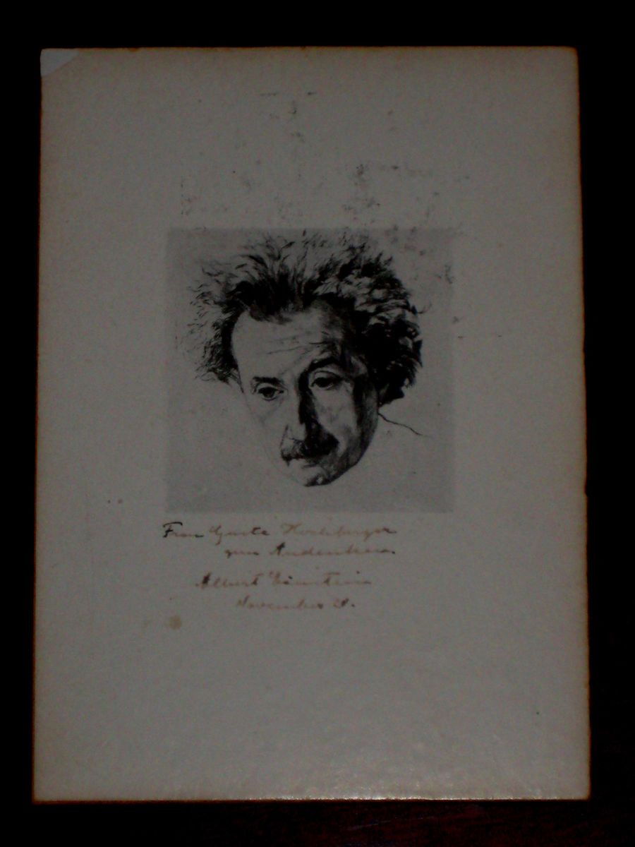 ALBERT EINSTEIN SIGNED AUTOGRAPH INSCRIBED PORTRAIT PSA DNA JSA ONE OF 