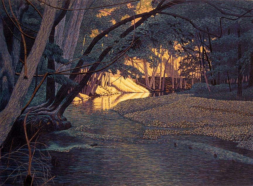 Gordon Mortensen August in Big Sur SN Woodcut Matted