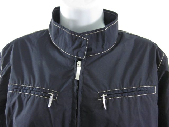 you are bidding on a alessandro albanese navy nylon jacket coat sz l 