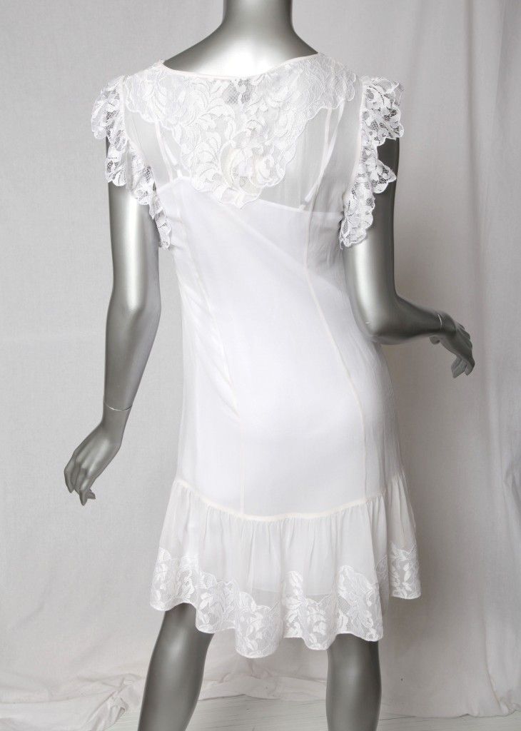 Alice by Temperley White Lace Accent Button Front Vanita Shirt Dress 4 