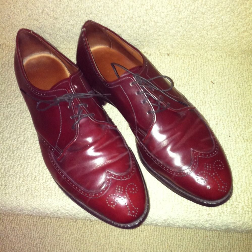 Allen Edmonds Mens Burgundy Dress Shoes Size 11 D Wing Tip Leather 