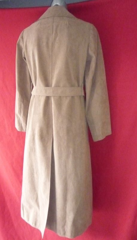 Vintage 70s Halston Ultrasuede Long Tan Trench Coat Size 6 6L Jacket 