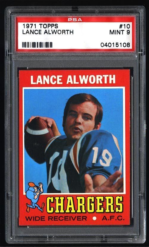 1971 Topps Football SETBREAK Lance Alworth 10 PSA 9 MINT PWCC