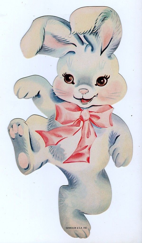 VINTAGE DENNISON DIE CUT EASTER BUNNY Teacher Retired 1950 NEW OLD 