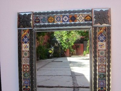 Punched Tin Talavera Mirror Mexican Folk Art Mirrors