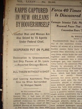 090610CQ Alvin Karpis Arrest J Edgar Hoover New Orleans