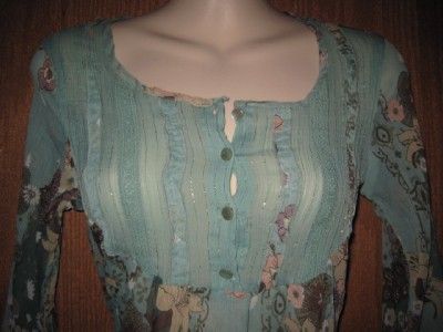 American Rag Sheer Floral Print Tunic Top Gauzy Feel Size XS