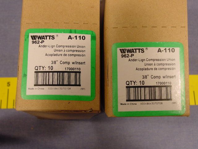 20 Watts A 110 962 P Brass Ander Lign Compression Union 3 8 Comp w 