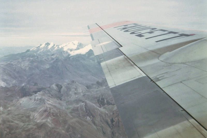 Faucett Peru DC 4 Over Andes Airplane Picture 4x6