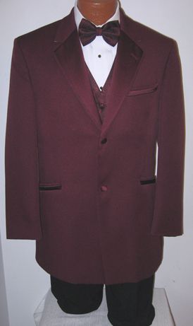 Andrew Fezza Burgundy Monaco Tuxedo Jacket w Vest 40R