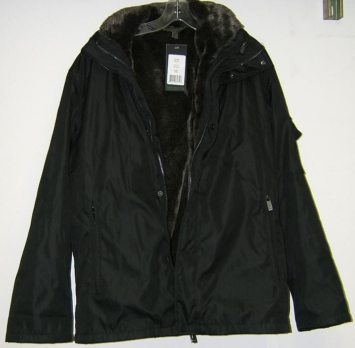 Marc New York Mens Faux Fur Lined Black Coat 