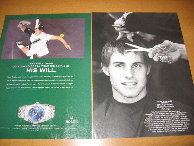 Andy Roddick clippings got  milk Rolex Lacoste Ad