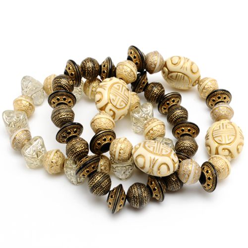 Amrita Singh Fashion Jewelry Natural Resin Stretch Strand Bracelet 