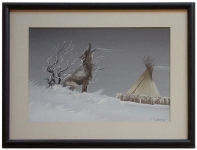 White Buffalo Bobby Hill  Kiowa  Native American Orig Gouache The 