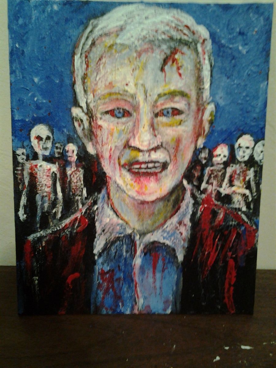 ANDERSON COOPER ZOMBIE portrait .jack larson 8x10 acrylic on canvas 