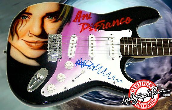 Ani DiFranco Autographed Signed Airbrush Guitar &Proof PSA/DNA UACC RD 