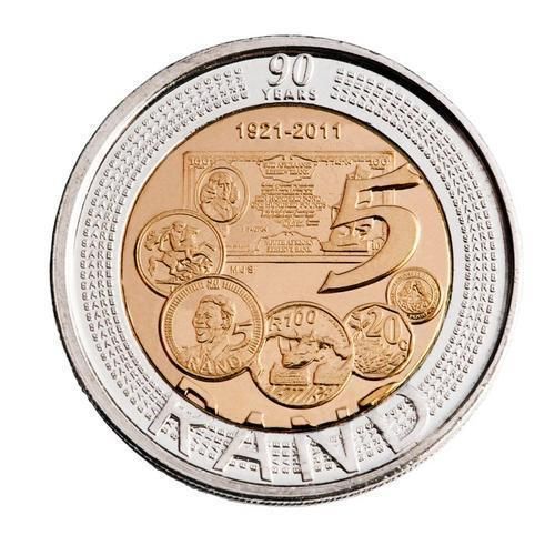  UNC 2011 South African Reserve Bank 90th Anniversary R5 Coin