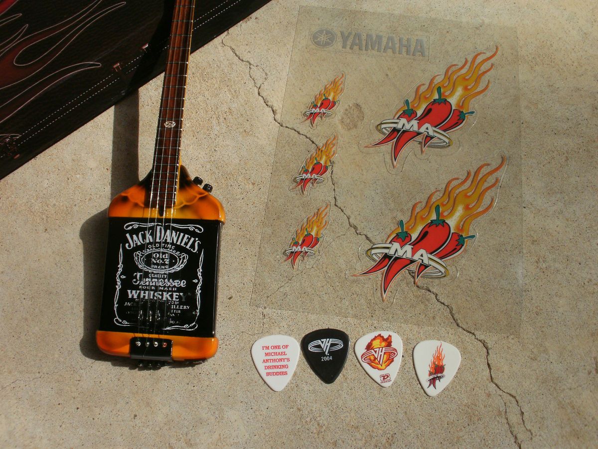 Michael Anthony VAN HALEN tiny JACK DANIELS guitar replica with PICKS 