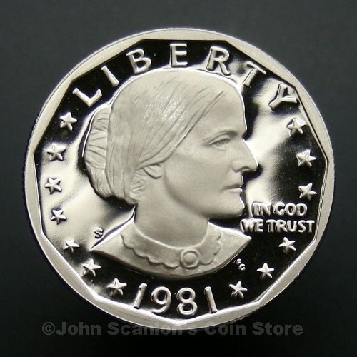 1981 s Susan B Anthony Dollar Gem Proof Cameo Type 1