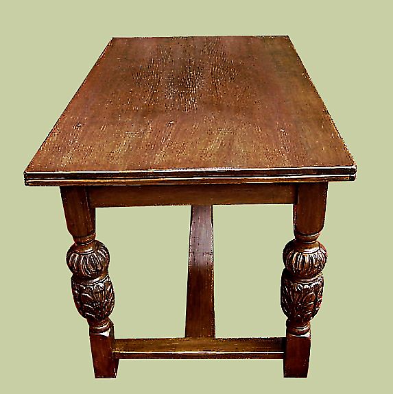 Antique 1890s English Oak Country Dining Table 2 Leafs