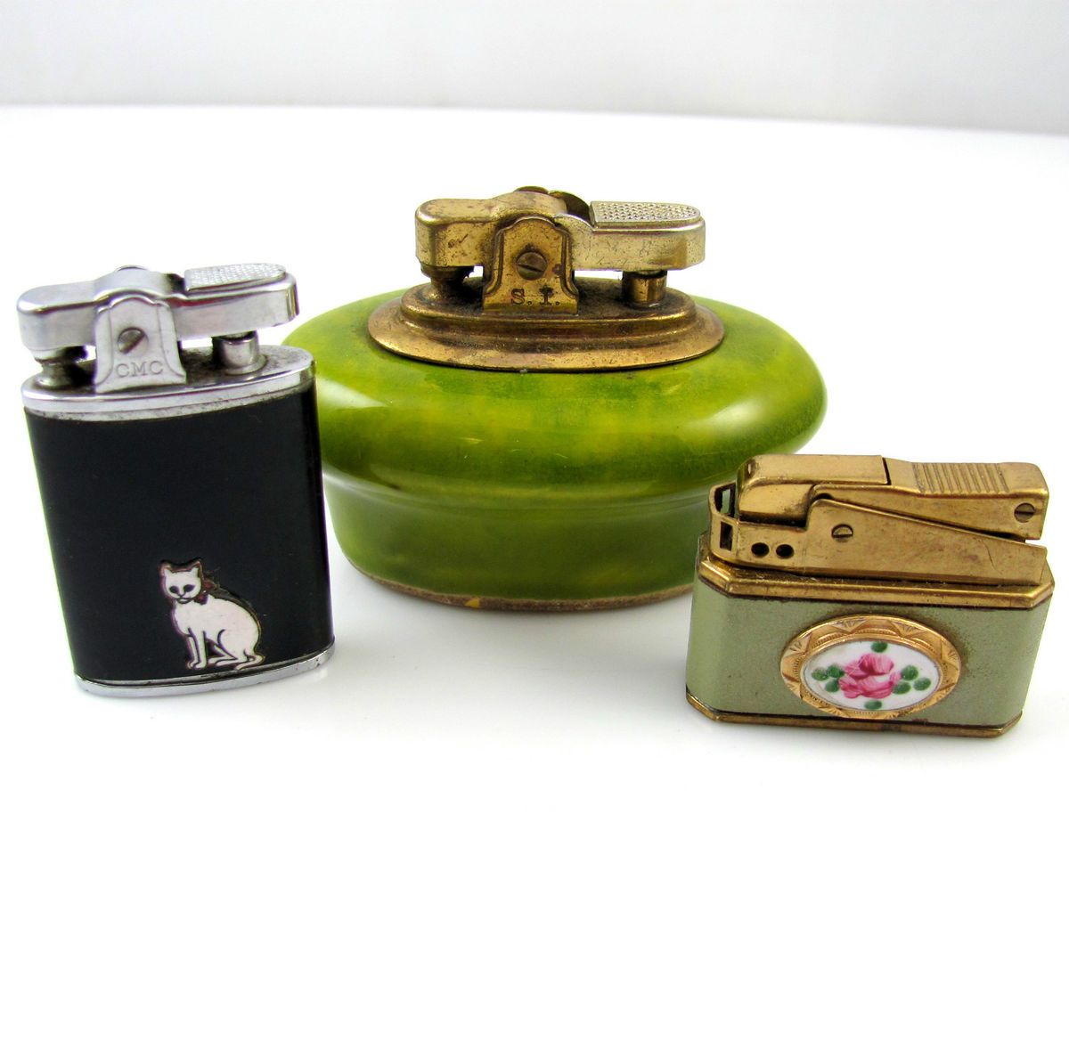 Lot of 3 Vintage Table Cigarette Lighters E BX