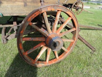 Antique Covered Horse Drawn Chuck Wagon VG Wood Wheels useable John 