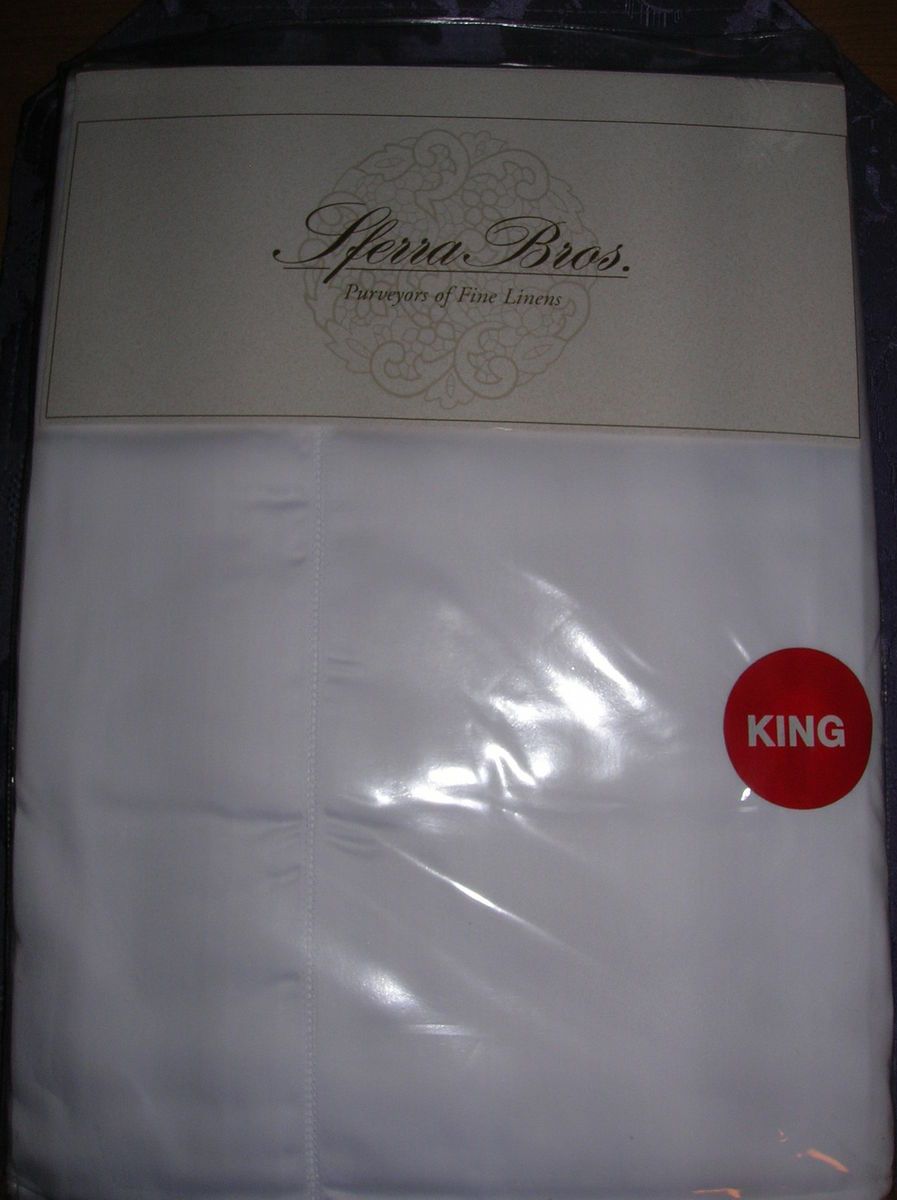 SFERRA ANTONIA 100% EQYPTIAN COTTON SATEEN WHITE KING FLAT TOP SHEET 