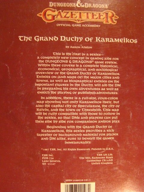 GAZ 1 Gazetteer Grand Duchy Karameikos RARE Dungeons Dragons