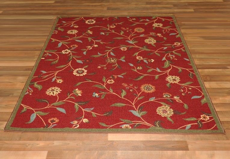  SKID FLORAL GARDEN RED 33 X 5 (FITS 4 X 6 AREA) AREA RUG   CARPET