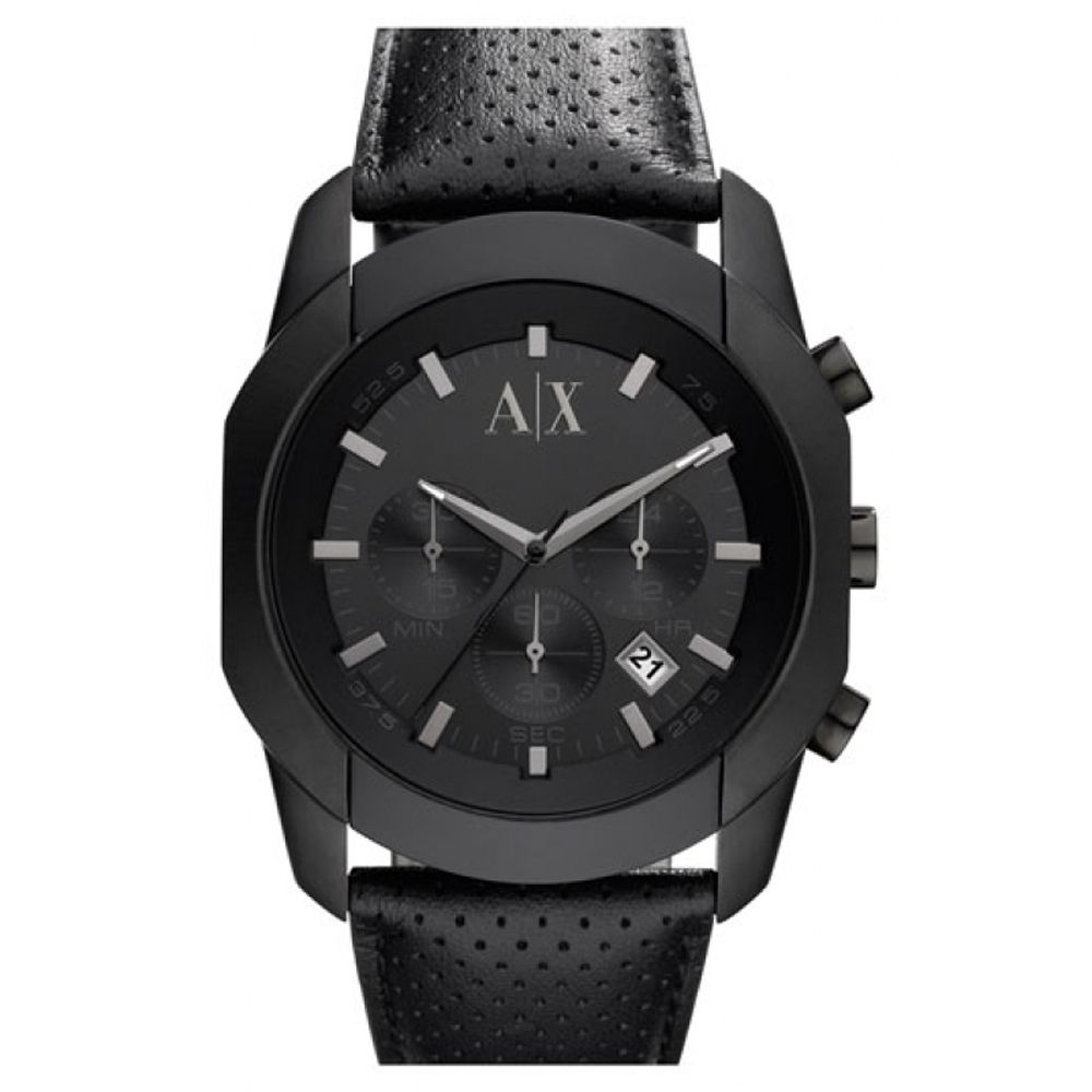 Armani Exchange AX1170 Mens Black Dial Black Plated Stainless Steel 