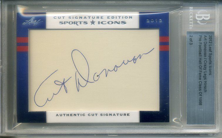 2012 Leaf Sport Icons Art Donovan Crazy Legs Hirsch Cut Auto 2 3 BGS 