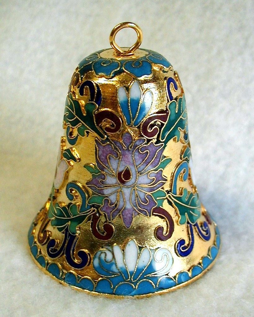 Cloisonné Bell Ornament Art Nouveau Lillian Vernon Metal with Enamel 